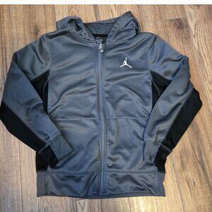 Nike Jordan thermafit grey and black hooded track jacket size 12-13